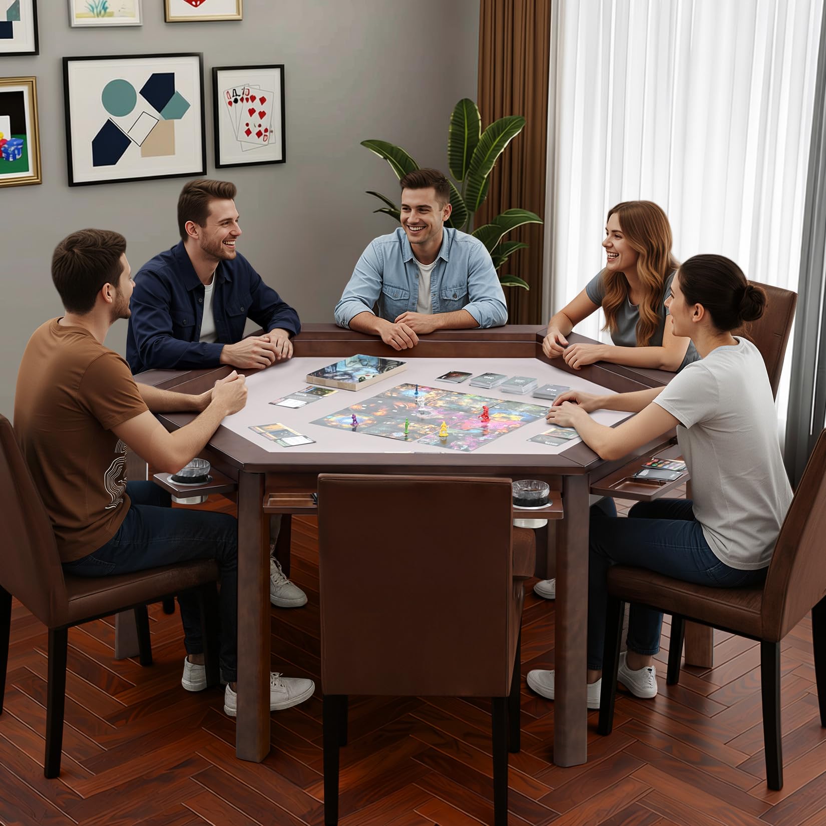 Hexagonal Gaming Table with Removable Top
