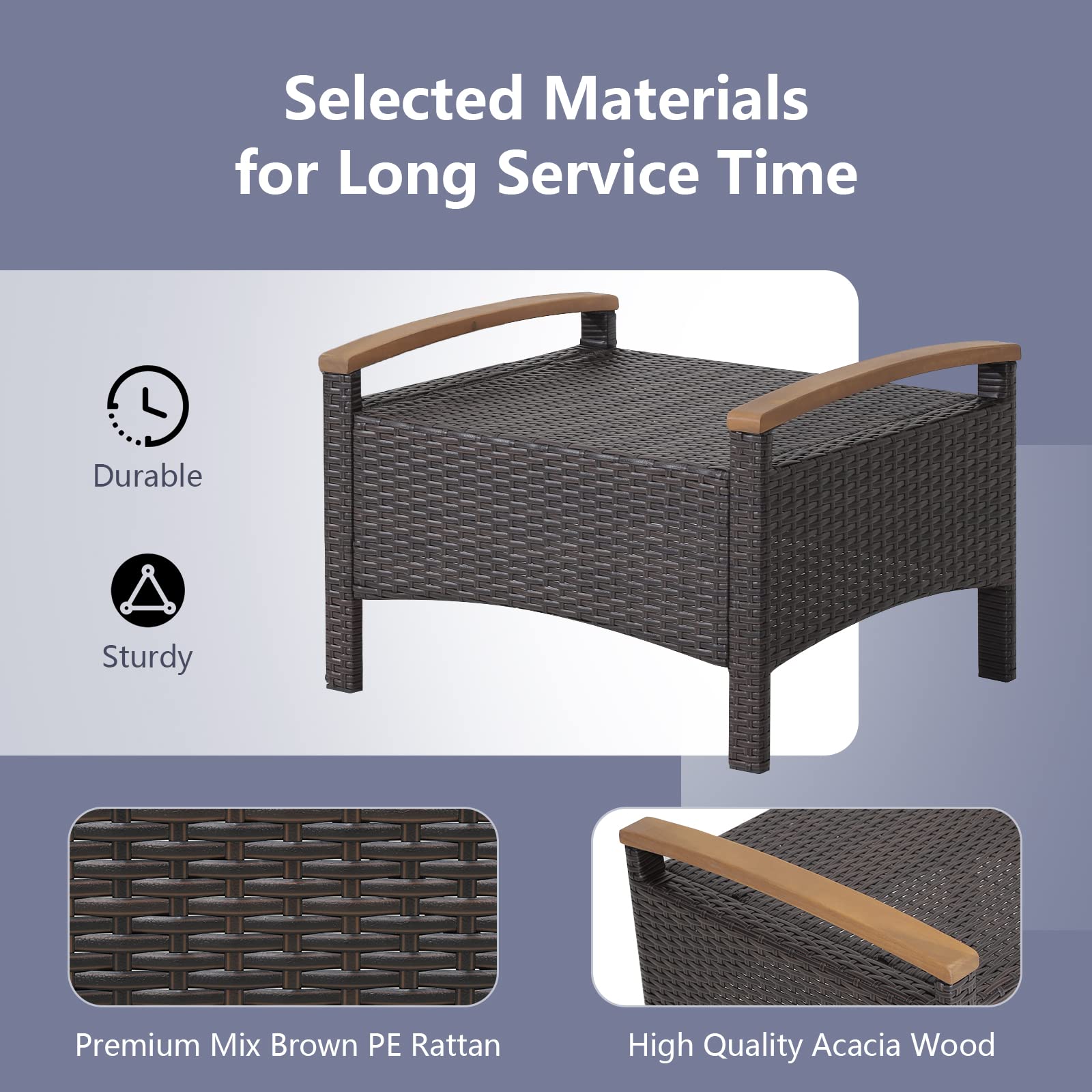 Outdoor Wicker Ottomans with Cushions