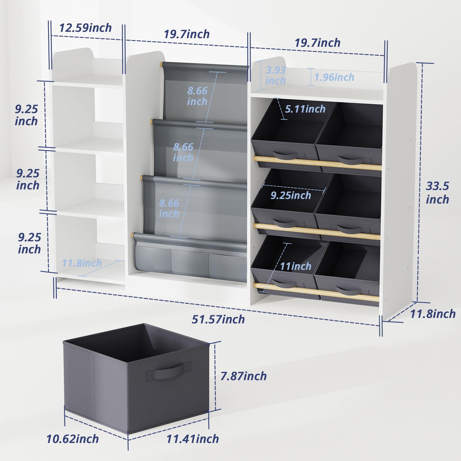 Kids Toy Book Storage Organizer with 7 Bins