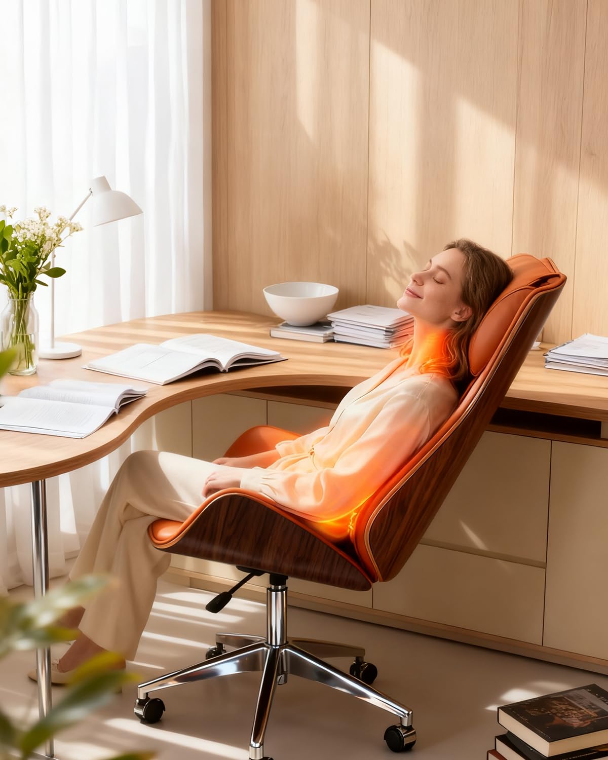 Ergonomic Massage Office Chair with Adjustable Backrest