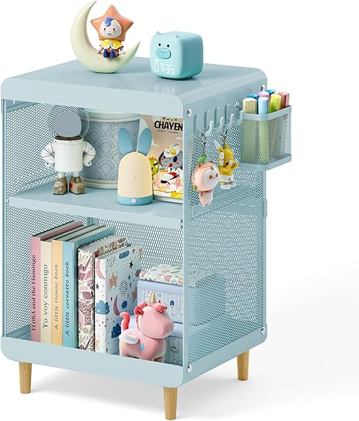 Kids Nightstand with Storage Shelves