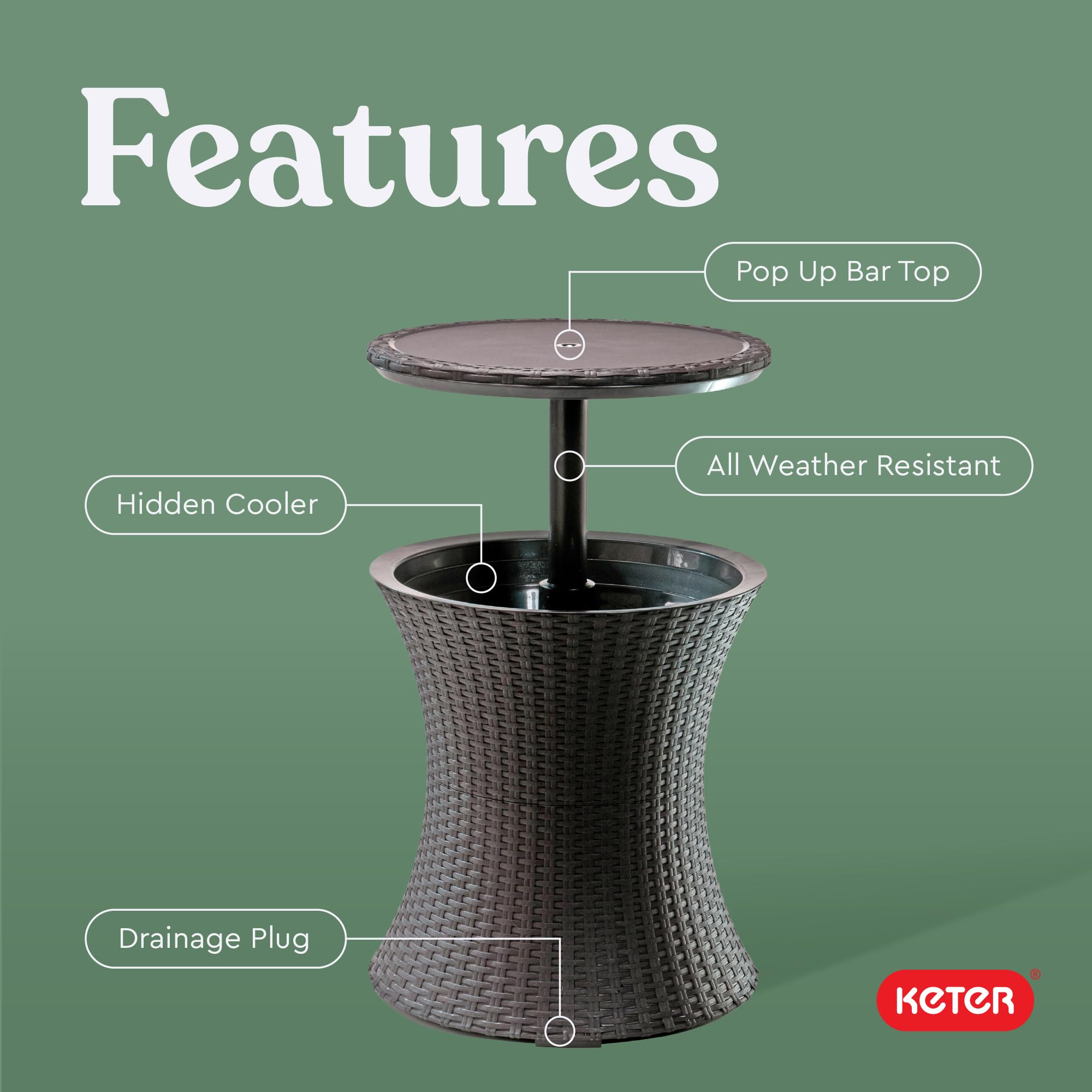 Pacific Cool Bar Outdoor Table with Cooler