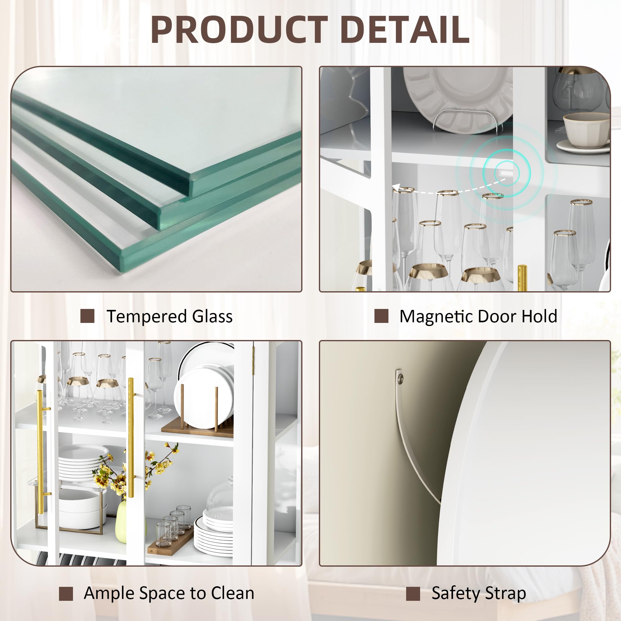 Arched Glass Display Cabinet with LED Lights