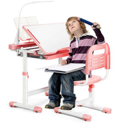 Height Adjustable Kids Desk and Chair Set with LED Light