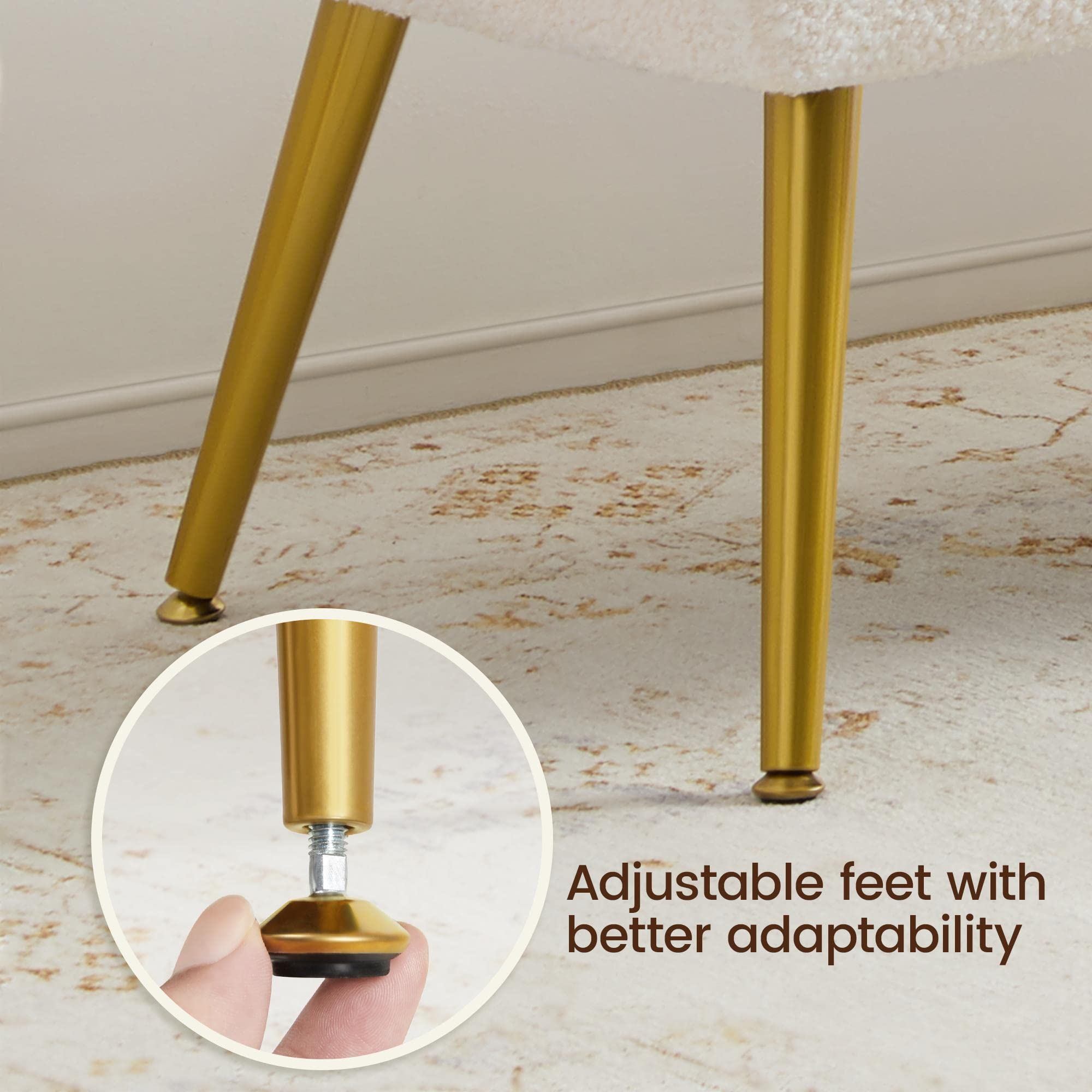 Modern Ottoman Bench Boucle Upholstered Footrest
