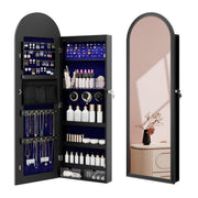 47-Inch Lockable Full-Length Mirror Jewelry Cabinet with LED Lights
