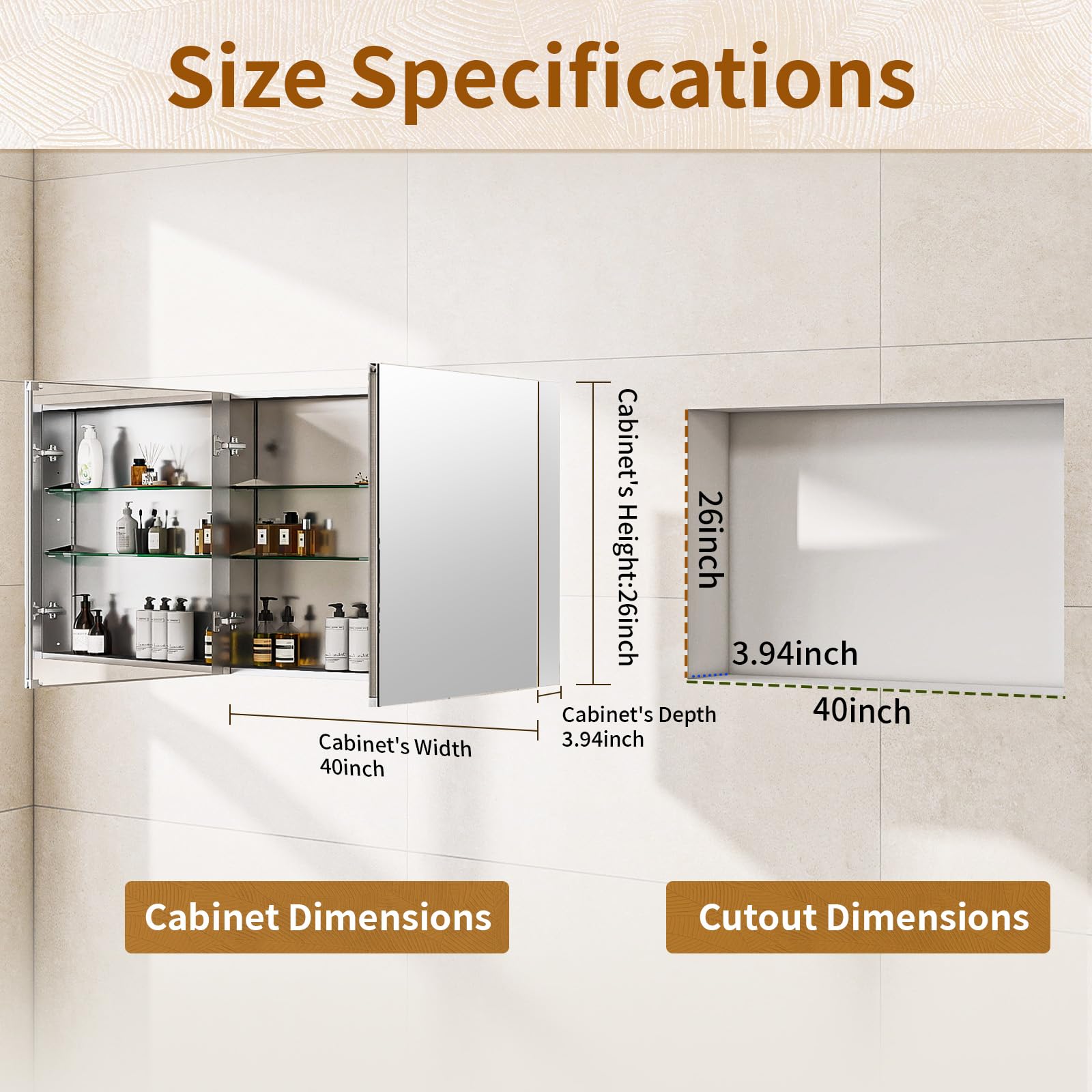 Bathroom Medicine Cabinet with Mirror and Adjustable Shelves