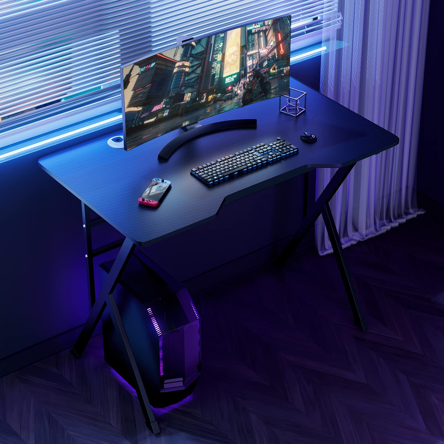 Computer Desk X-Shape Modern Gaming Workstation