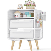 Kids White Nightstand with Storage Drawers
