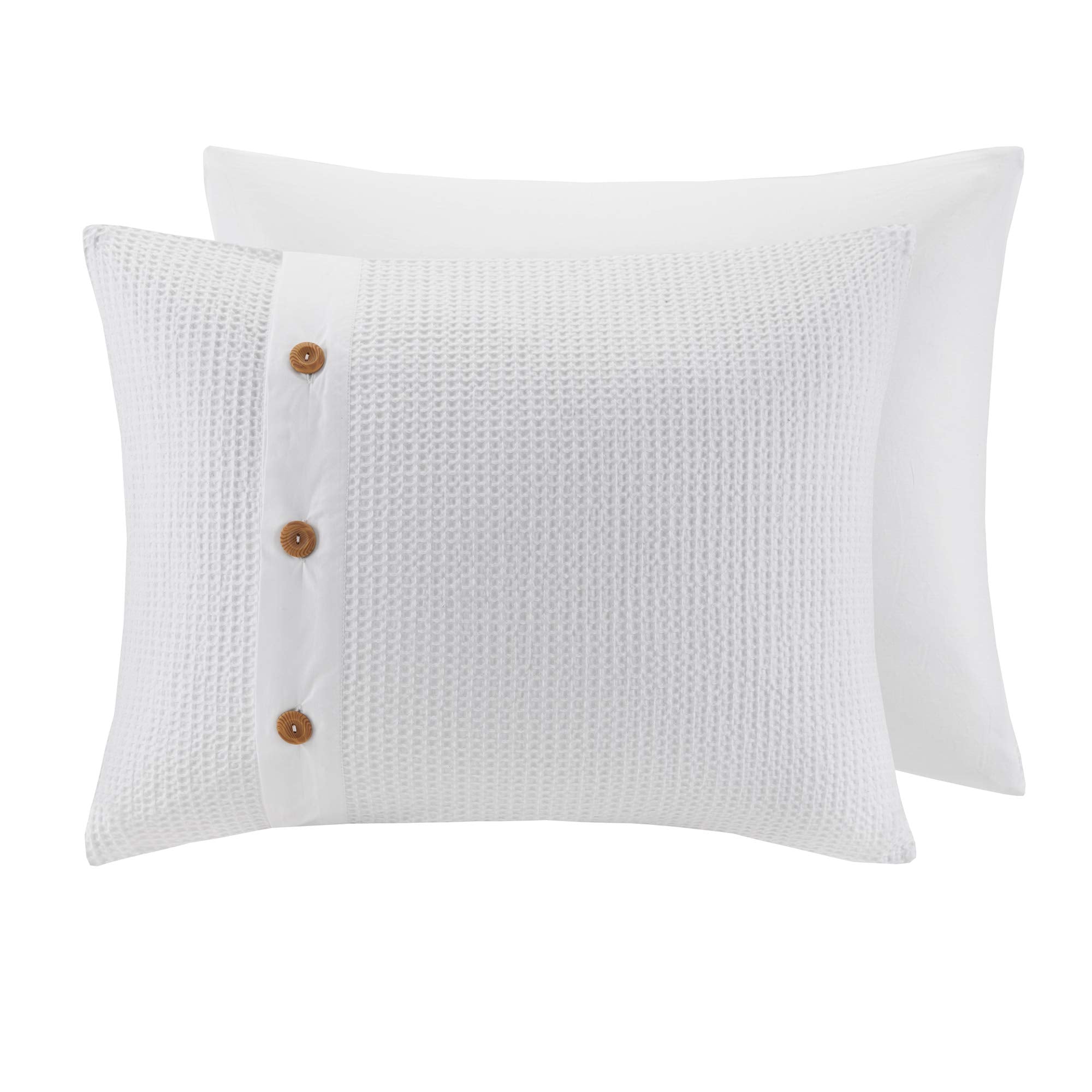 Cotton Waffle Weave Comforter Set King 3 Piece White