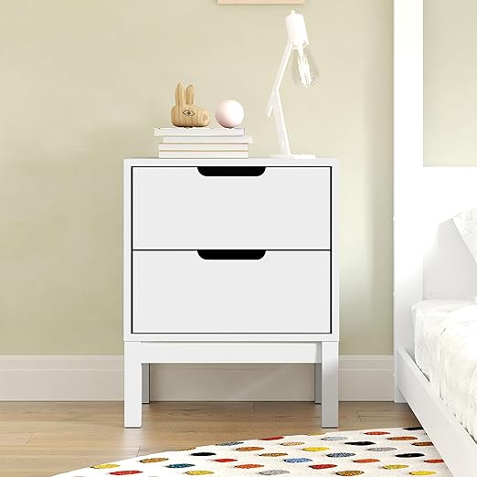 Wood Nightstand with 2 Storage Drawers