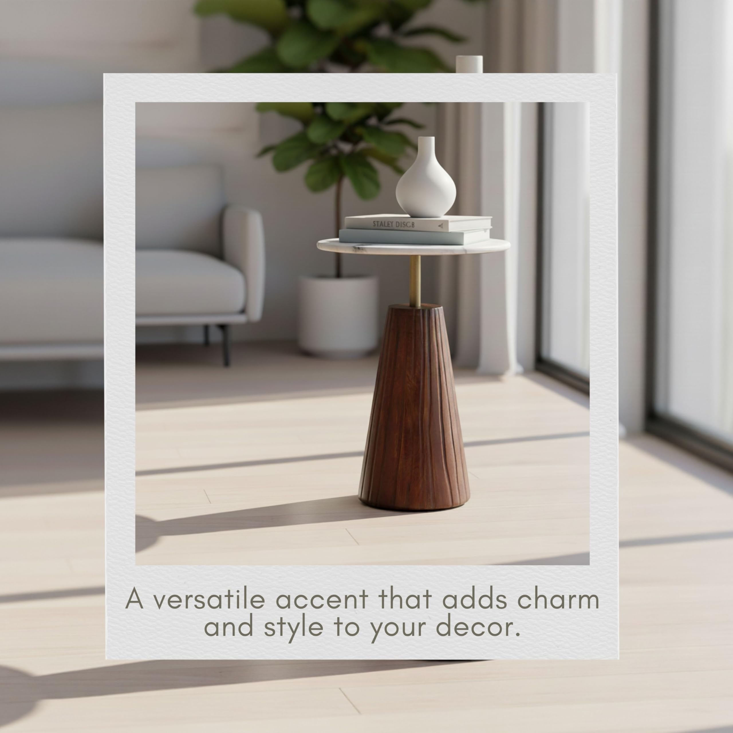 Round Stone Top Accent Table