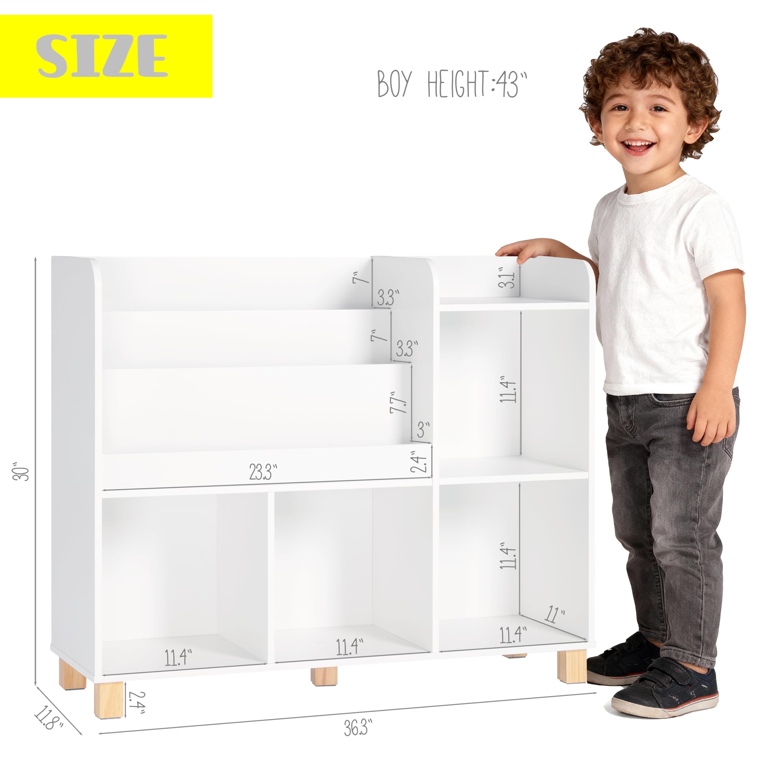 Kids Bookshelf and Toy Storage Organizer