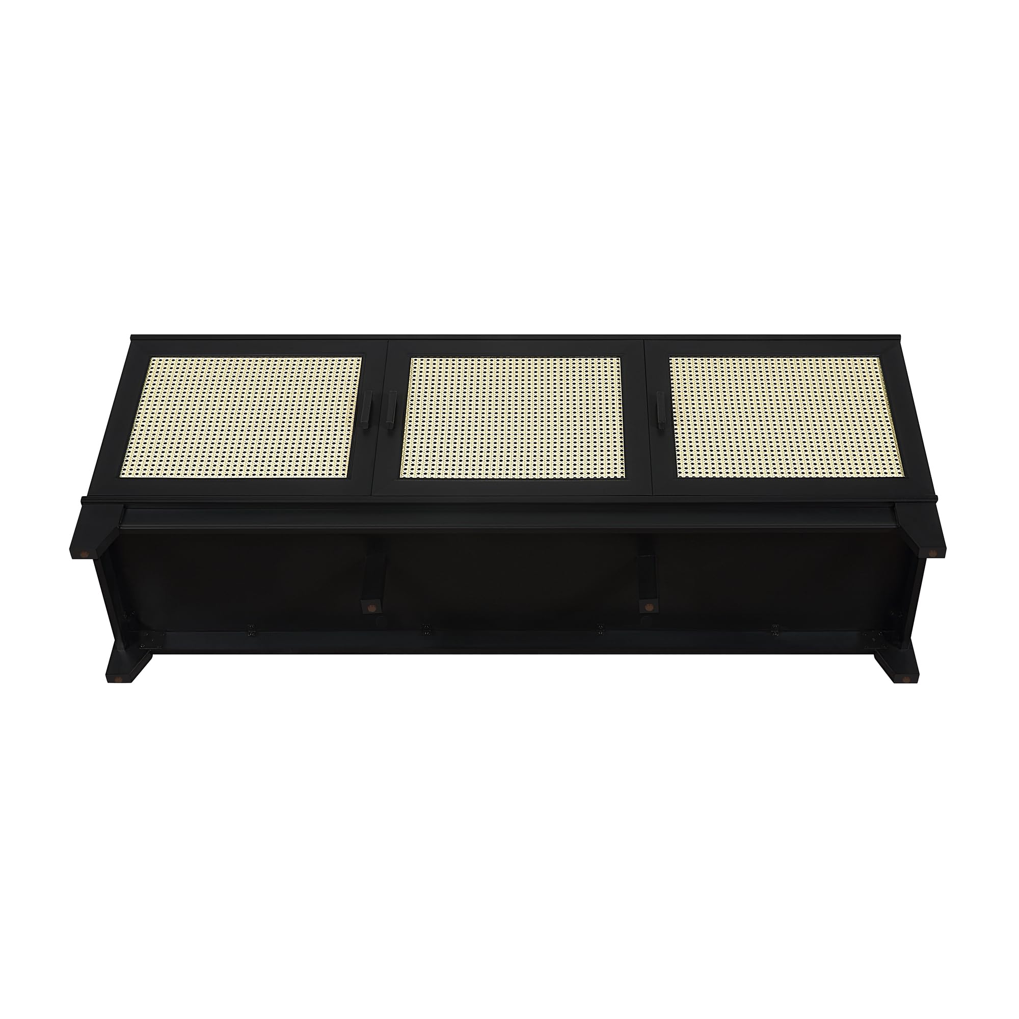 Mid-Century Modern Cane TV Stand 55 Inch