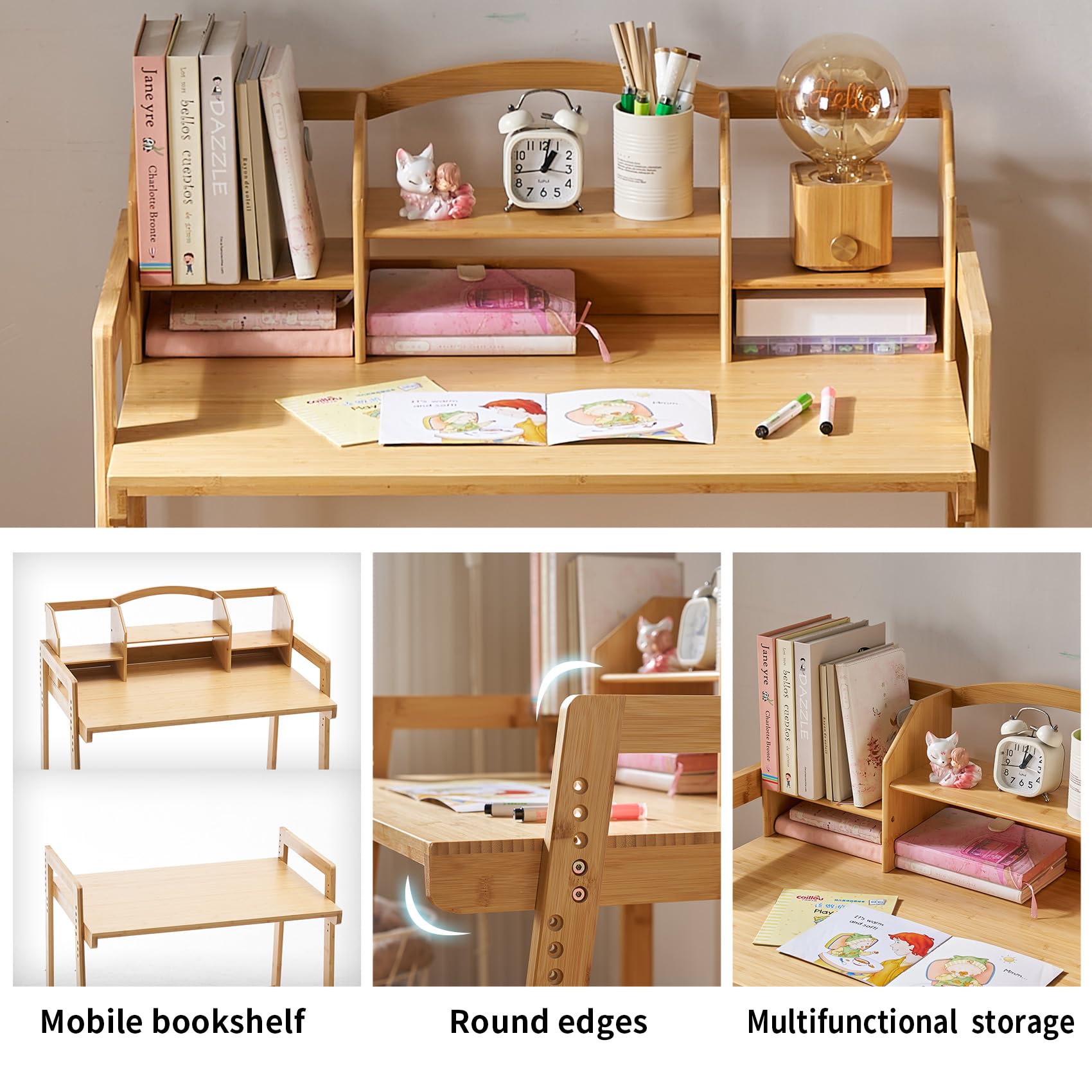 Kids Desk and Chair Set - Adjustable Height Study Desk