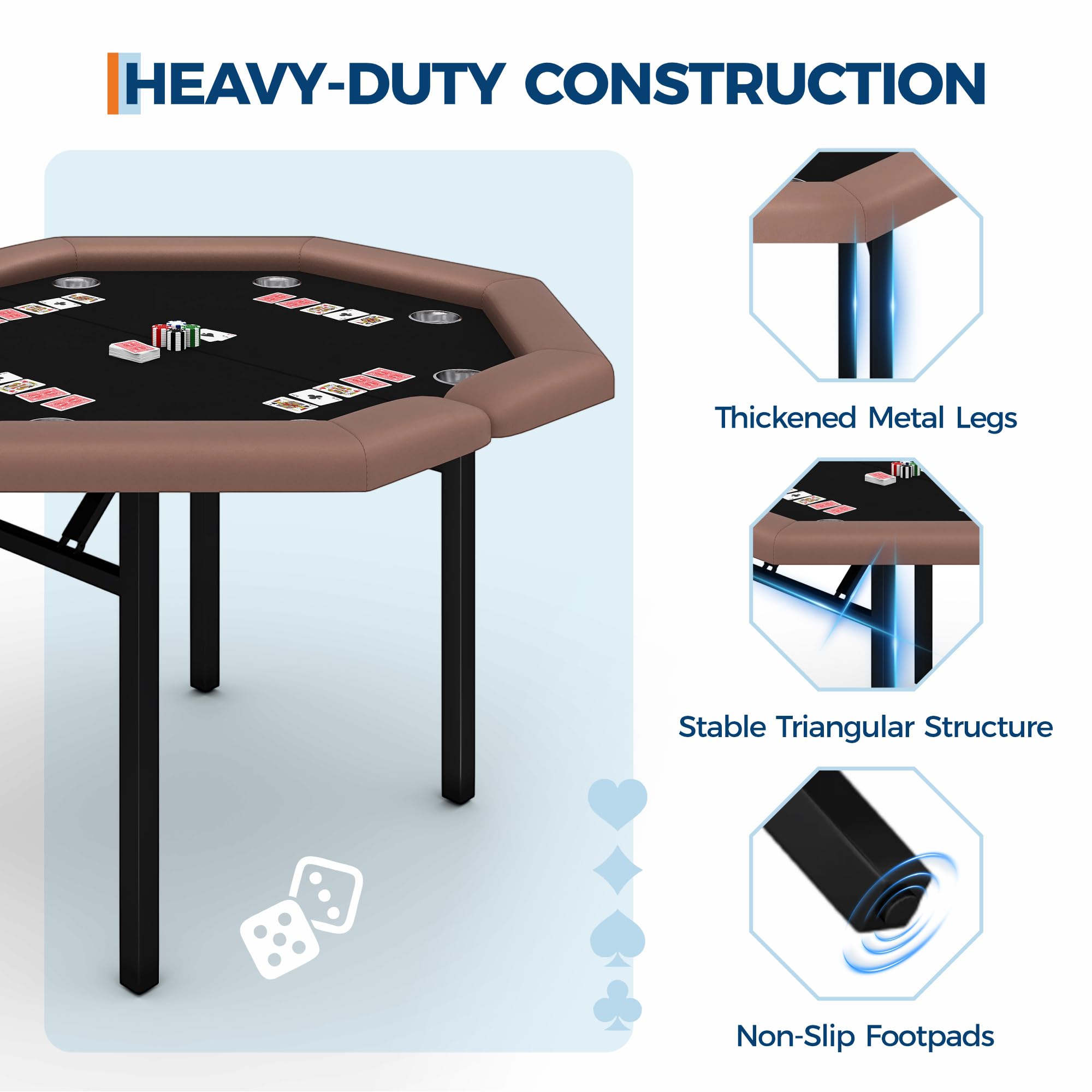 Octagonal Poker Table 8 Player Folding Game Table