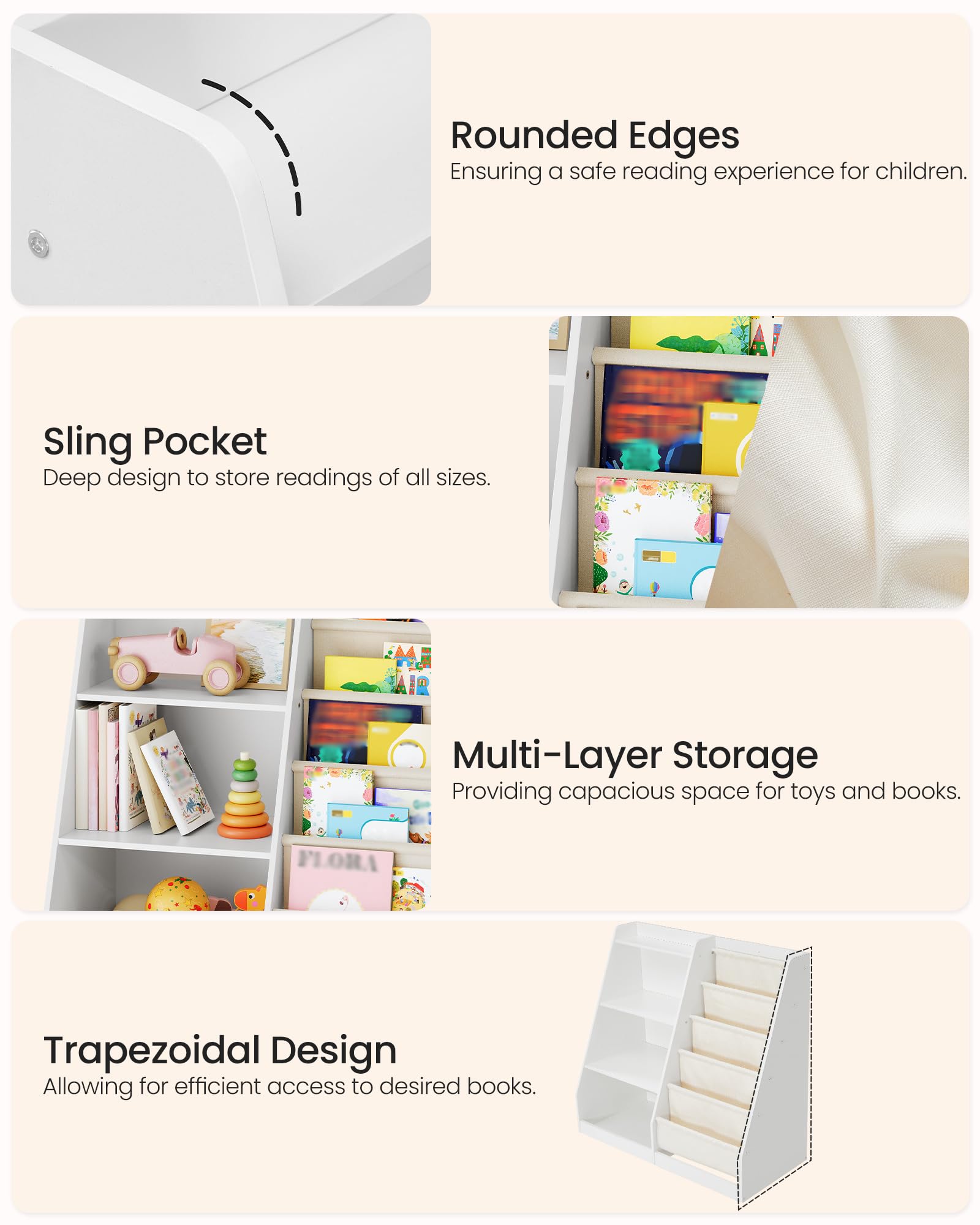 35.4" Kids Bookshelf and Toy Storage Organizer