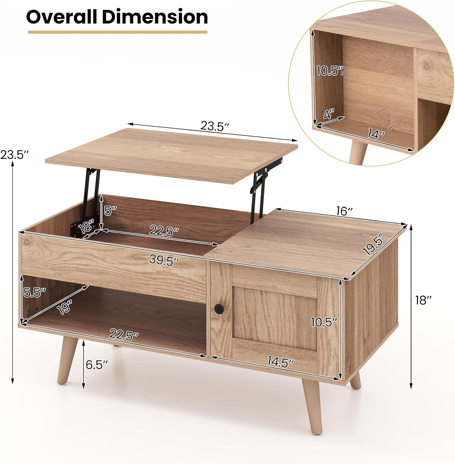Lift Top Coffee Table with Hidden Storage