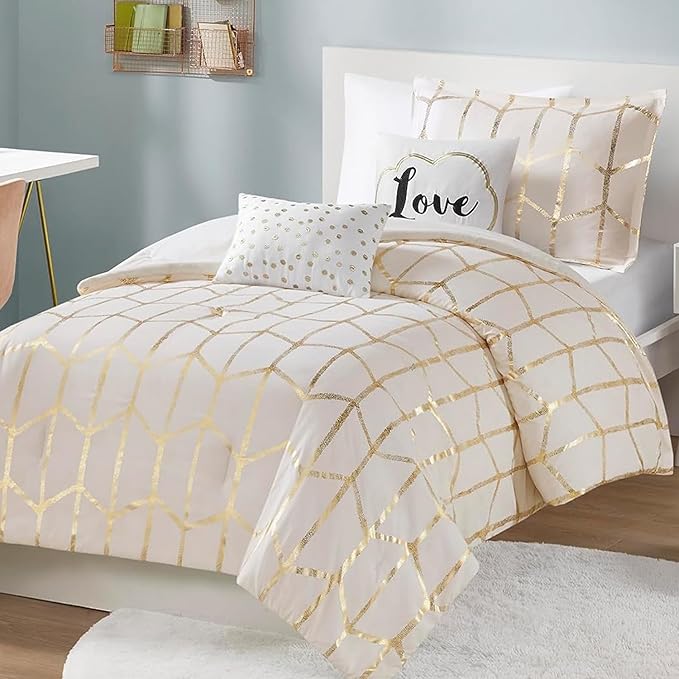 Geometric Metallic Comforter Set Full/Queen