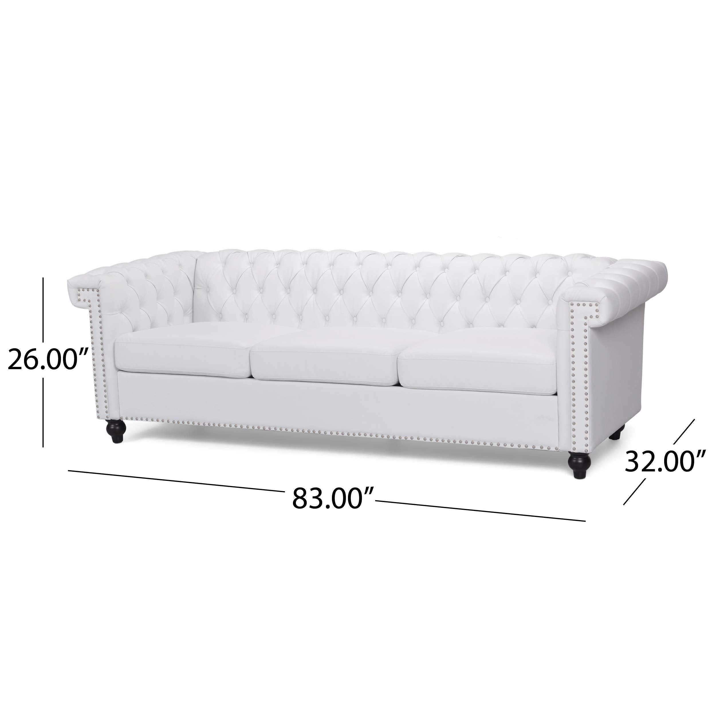 Tufted Chesterfield Faux Leather 3 Seater Sofa