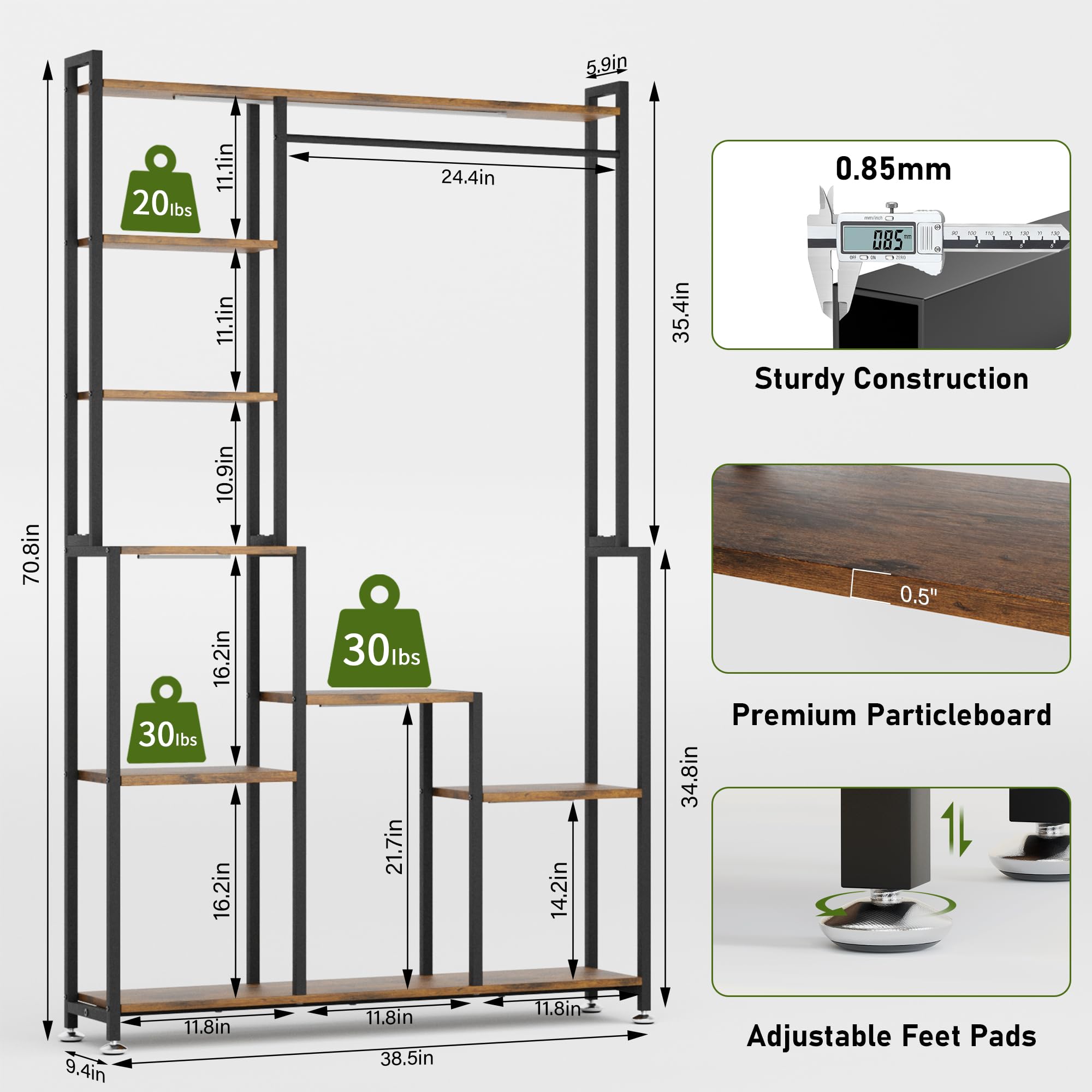 8-Tier Plant Stand with Grow Light - 71 Inches Tall
