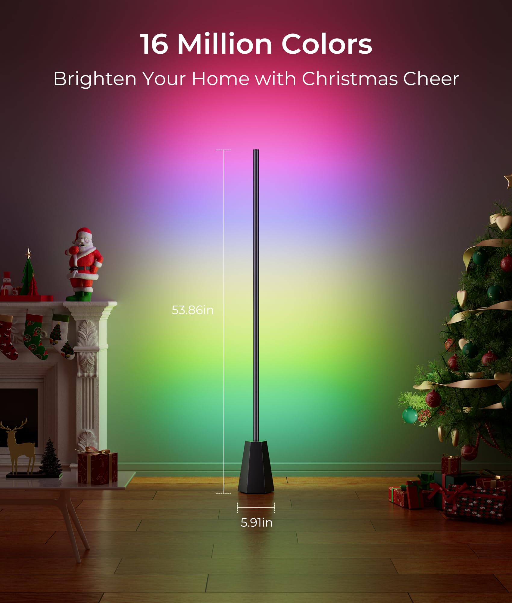 RGBCW Smart Corner Floor Lamp with Music Sync