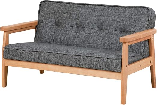 Double Seater Kids Sofa Chair with Solid Wood Armrest