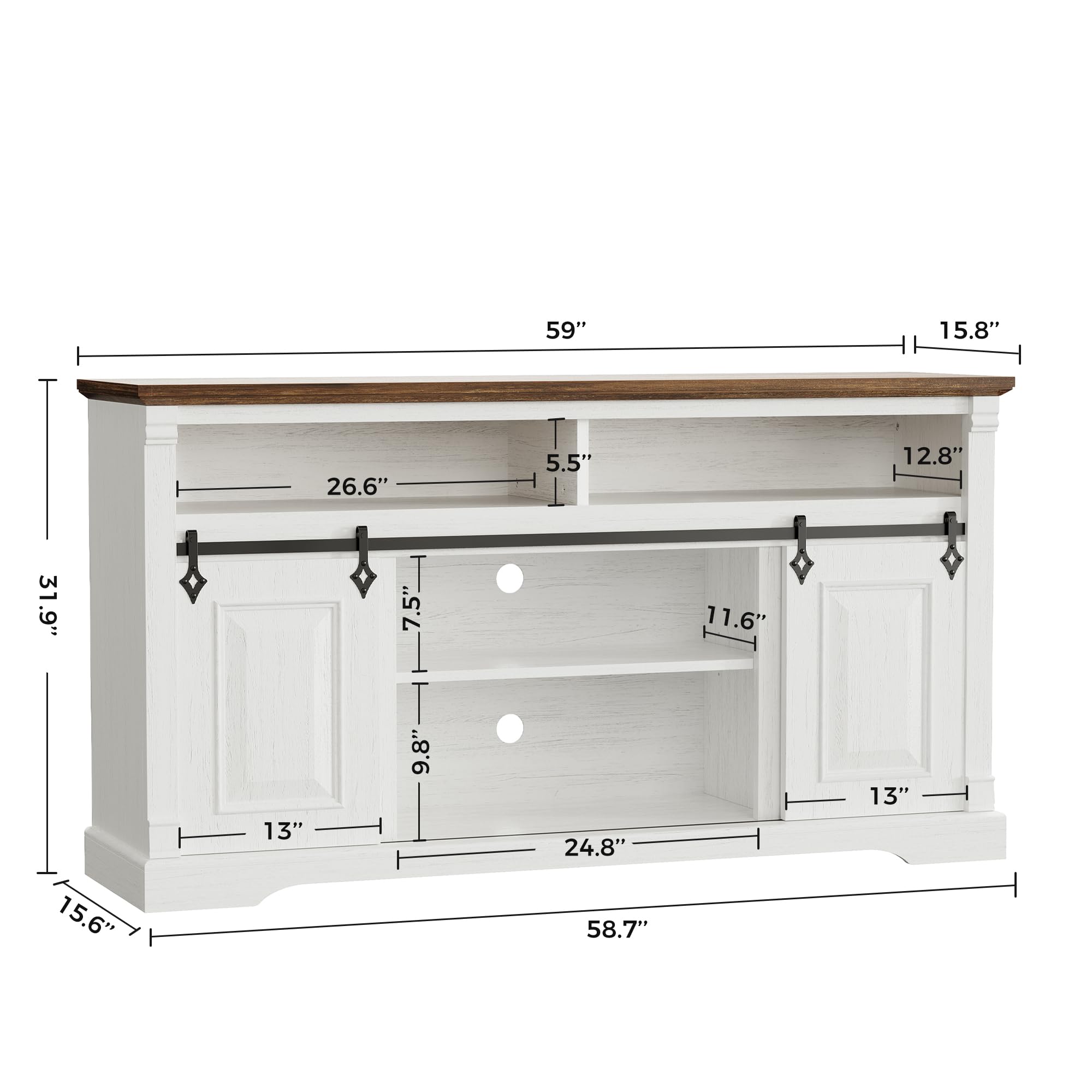 59" Farmhouse TV Stand with Sliding Barn Door