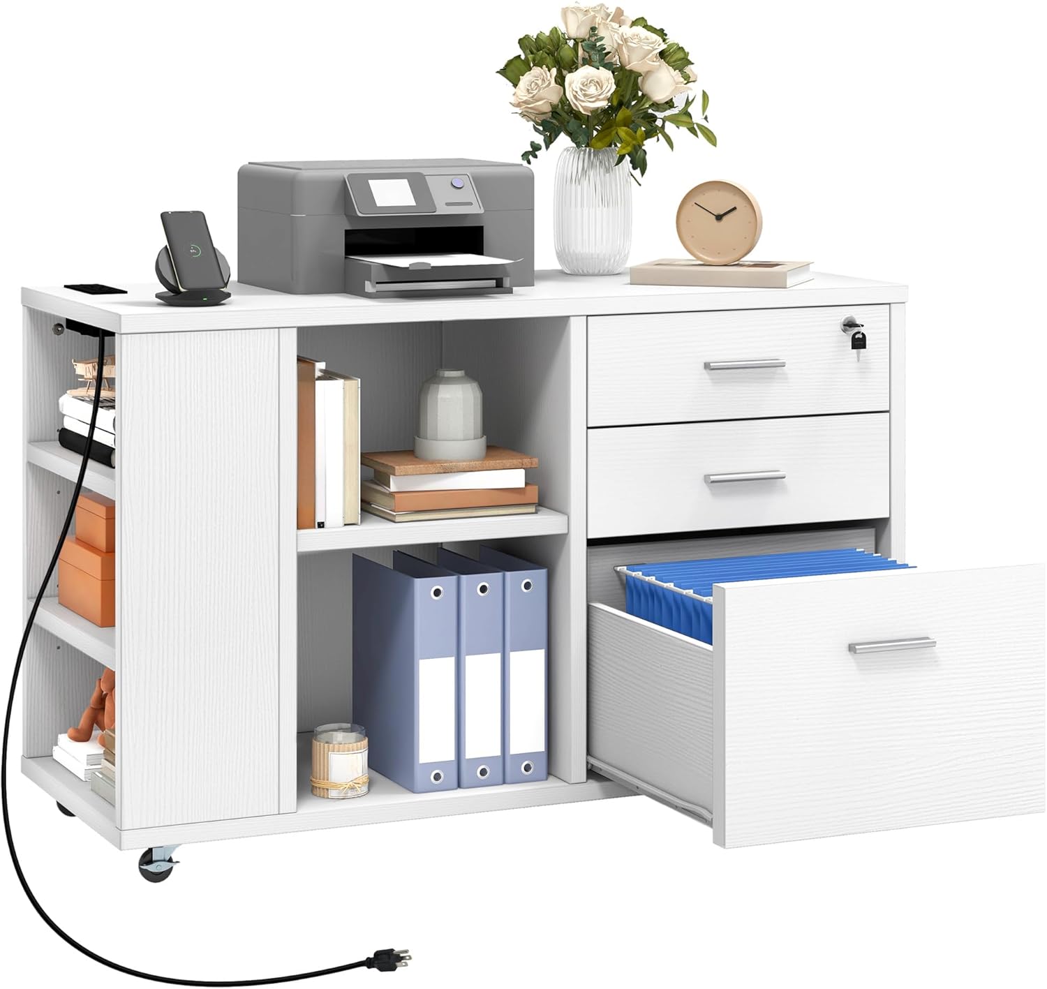 Mobile Filing Cabinet with Charging Station