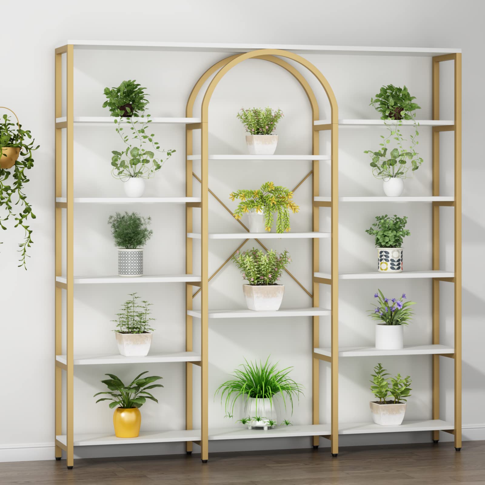 Triple Wide Gold Bookshelf 13-Tier Display Storage