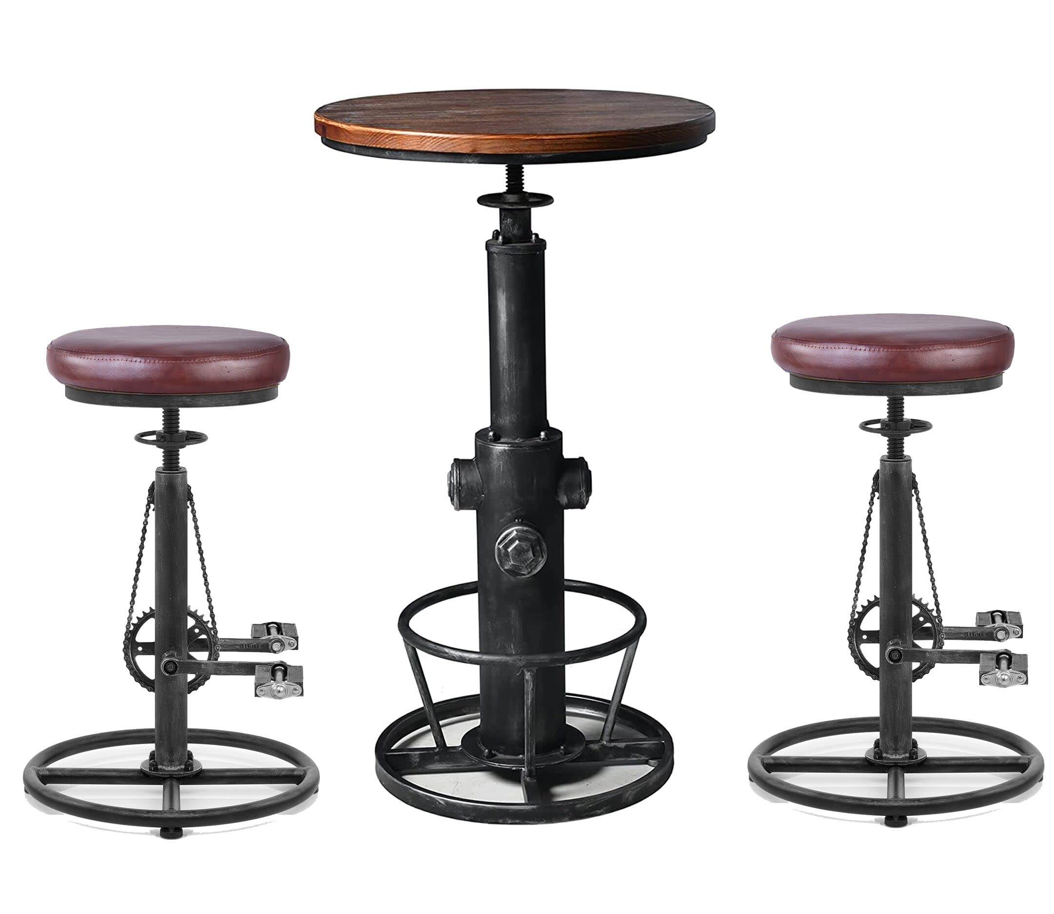 3 Piece Retro Pub Bar Set with Adjustable Height