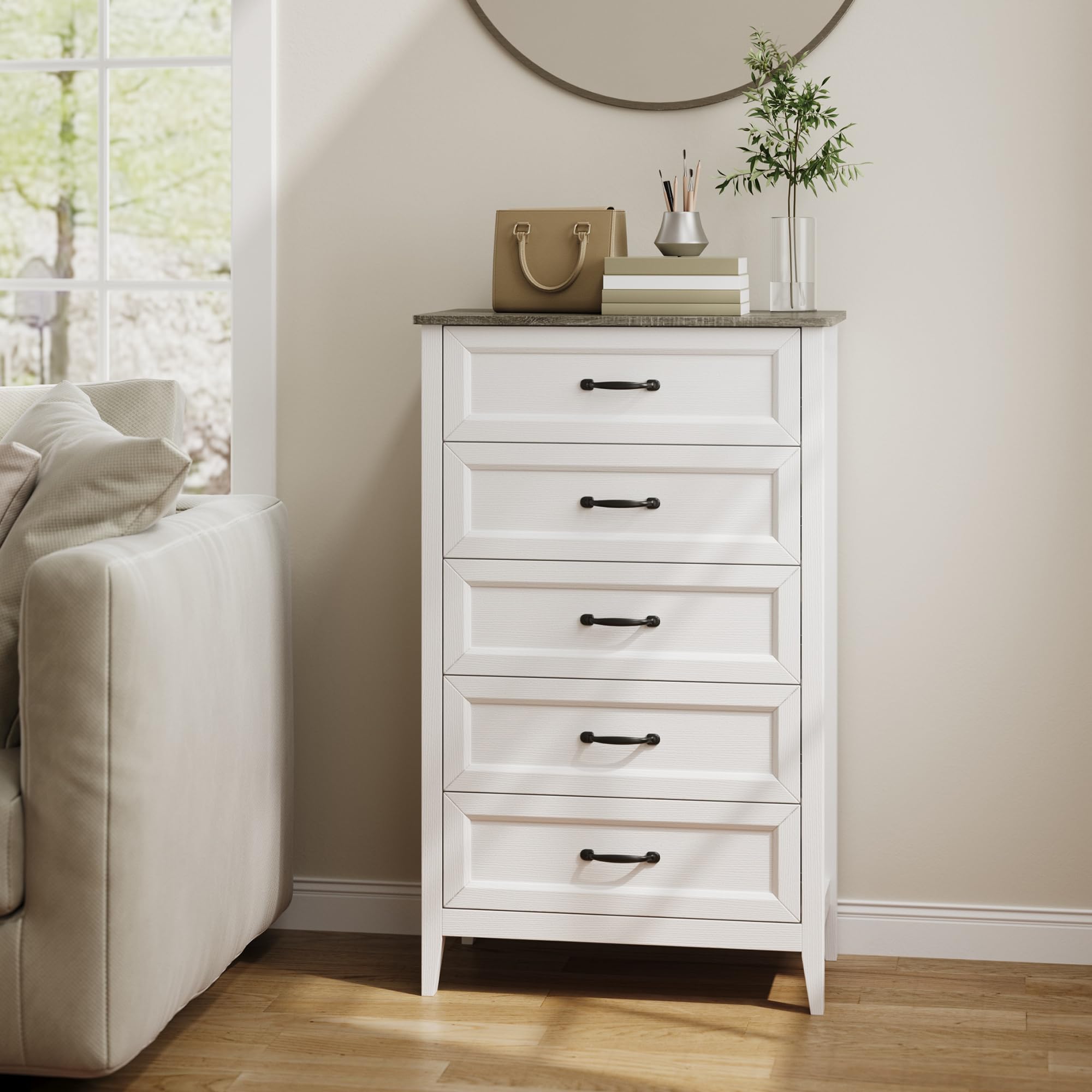5 Drawer Wood Chest of Drawers