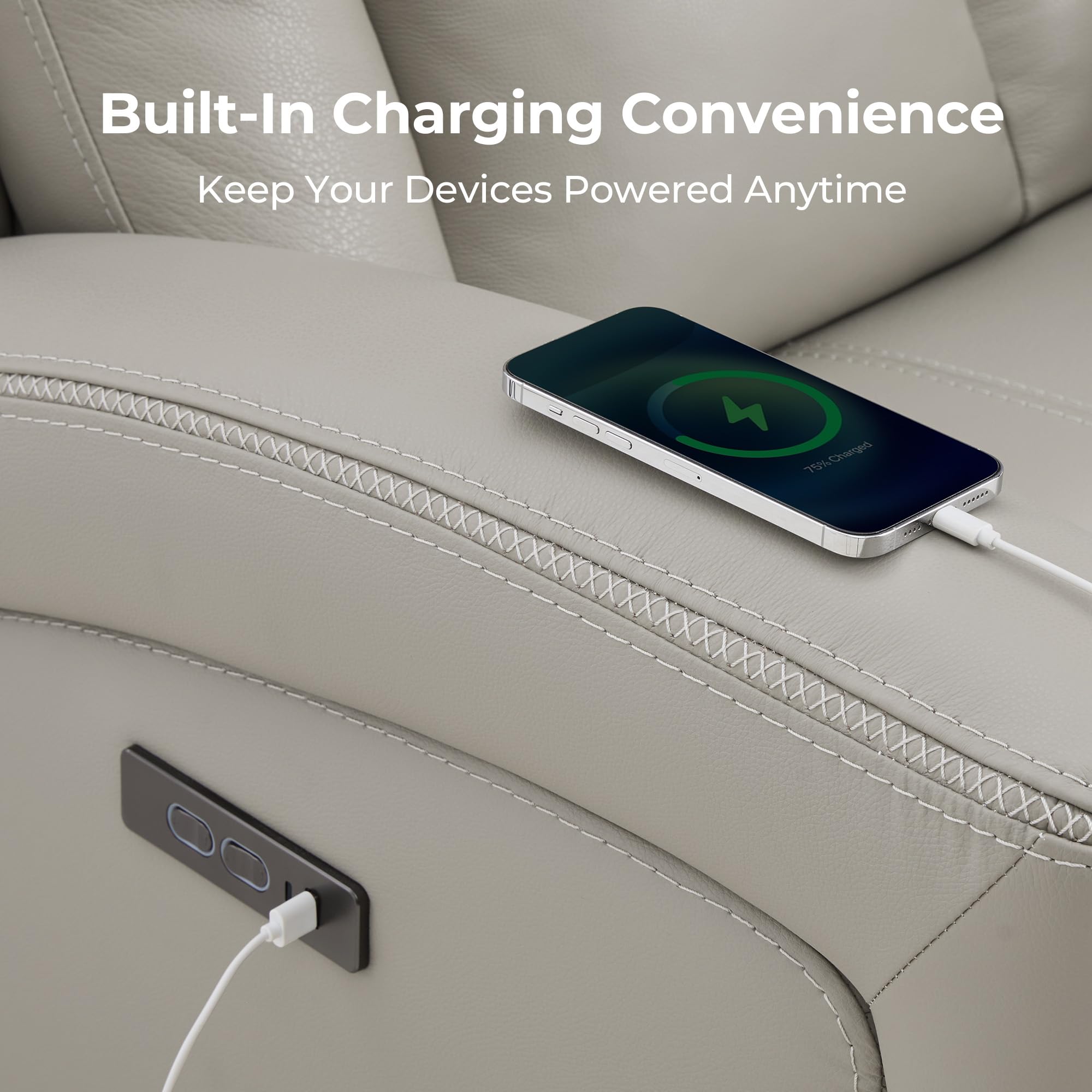 Genuine Leather Power Recliner with Zero Gravity & Adjustable Headrest