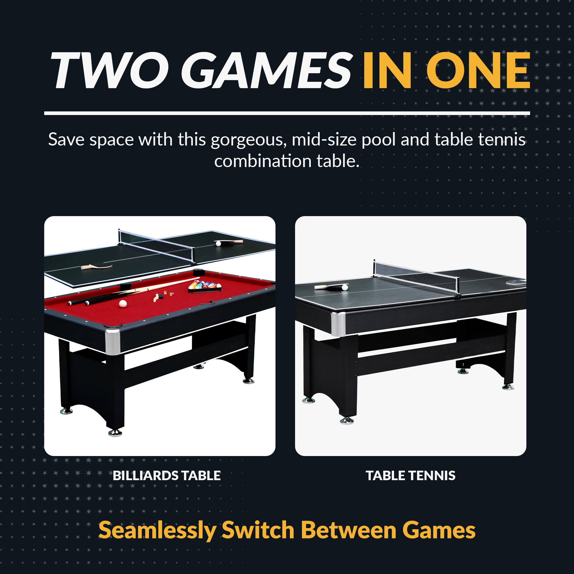 2-in-1 6ft Pool Table with Ping Pong Top