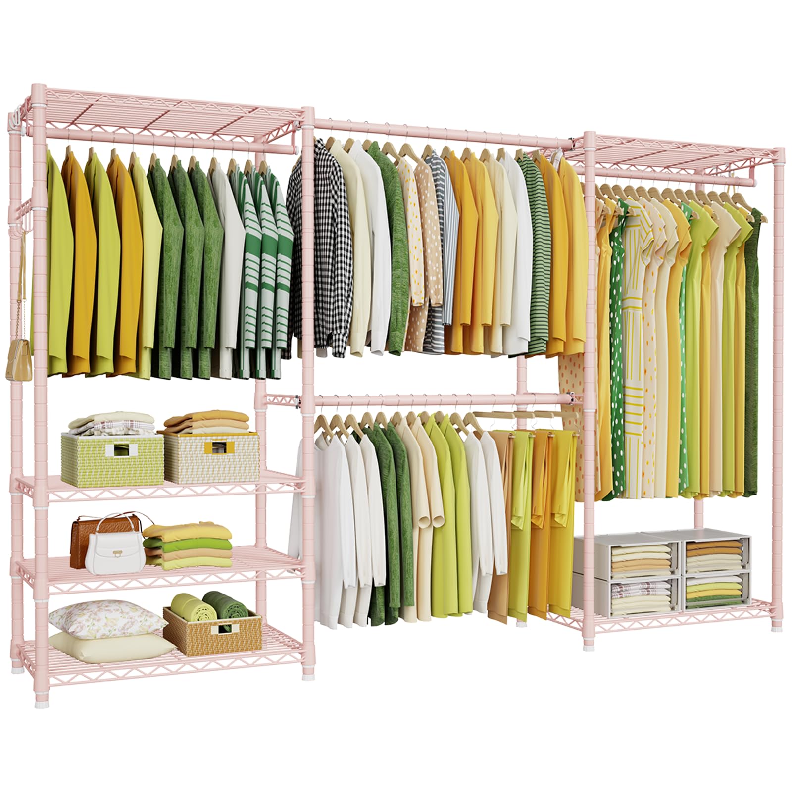 Freestanding Closet Organizer with Adjustable Rods