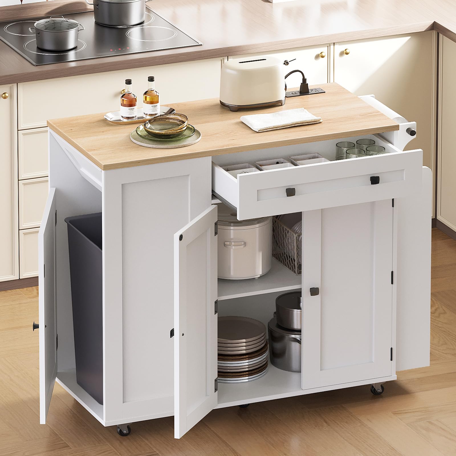 Kitchen Island with Storage on Wheels