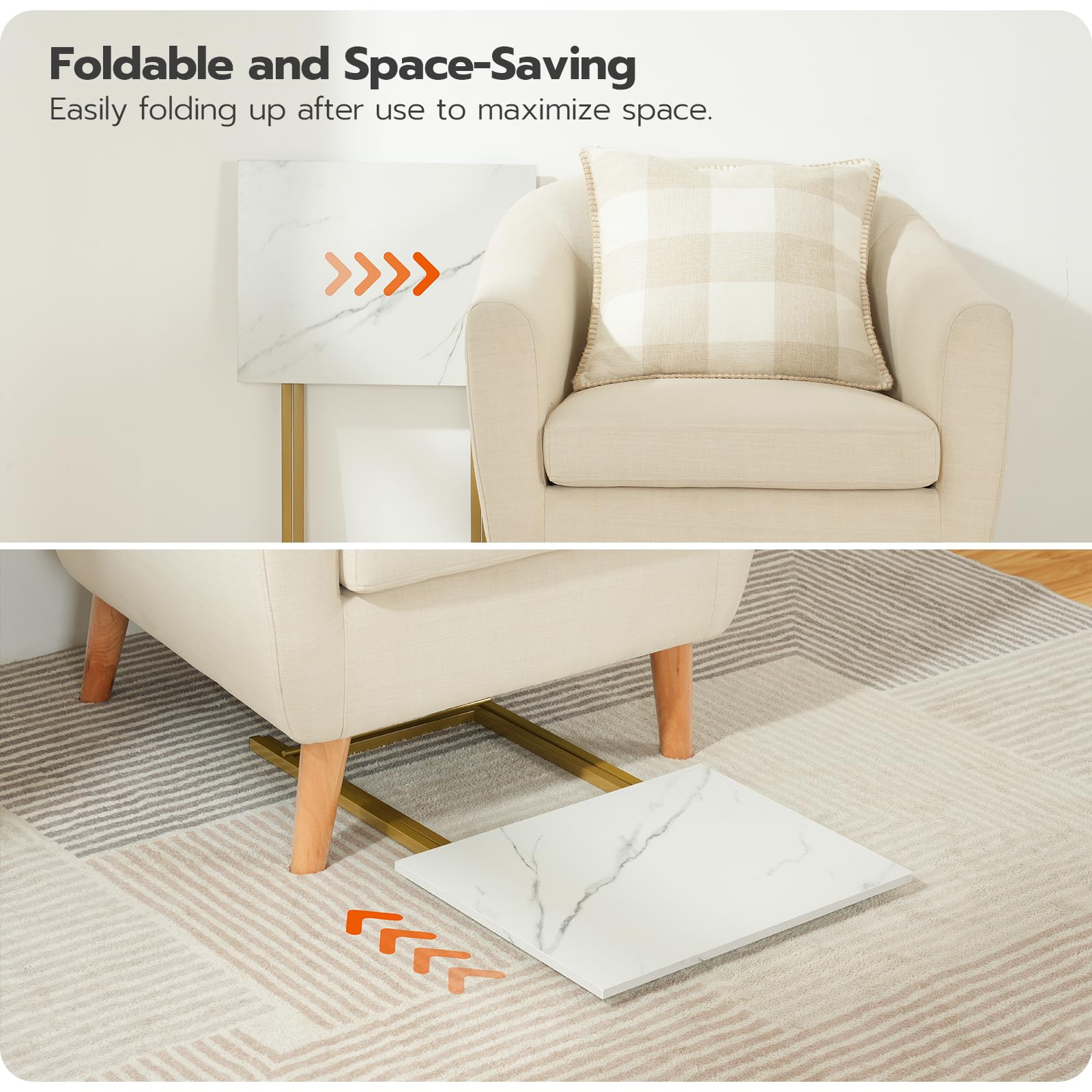 Folding TV Tray Tables Set of 4 with Storage Rack