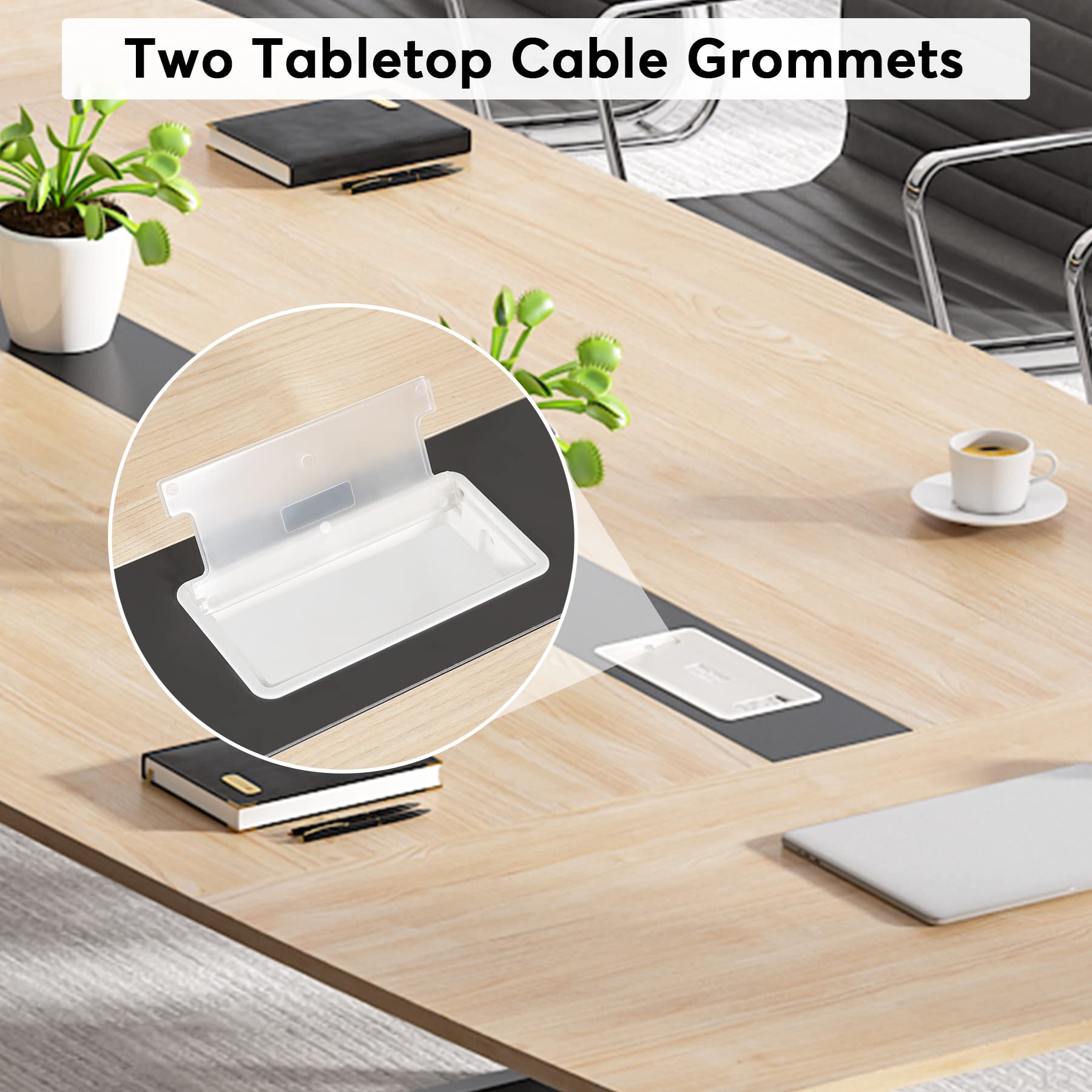 8FT Boat Shaped Conference Table with Cable Grommets