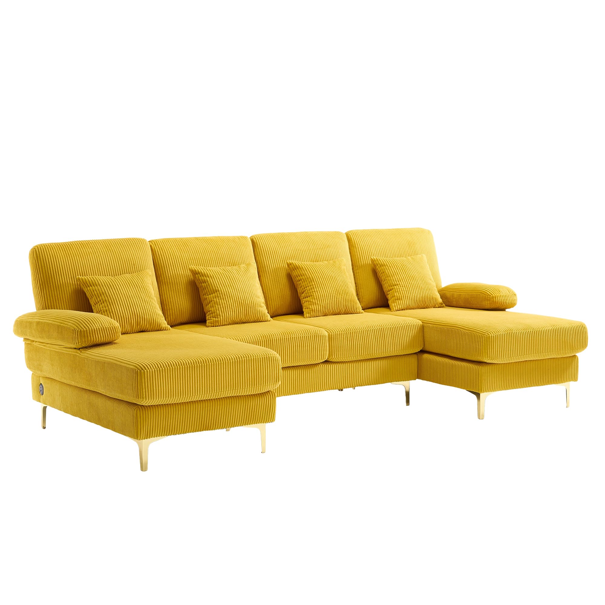 U-Shaped Sectional Sofa with Double Chaise and USB Ports