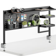 44" Clamp-On Desk Shelf with Pegboard and 2-Tier Organizer