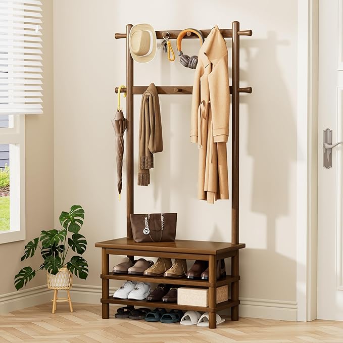 3-in-1 Hall Tree with Shoe Storage Bench
