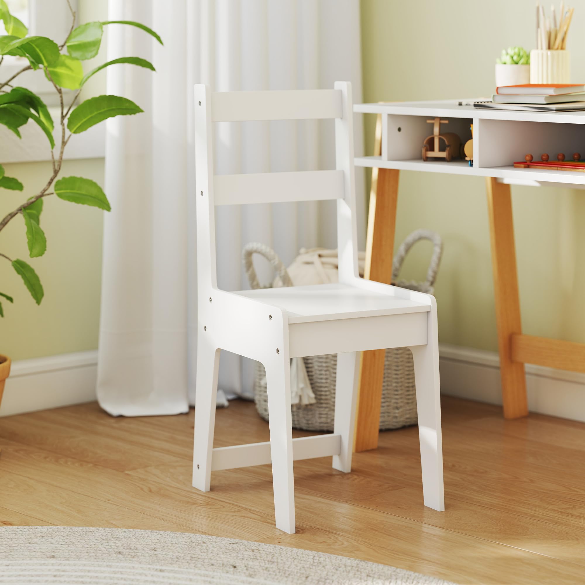 Kids Desk and Chair Set with Storage Compartment