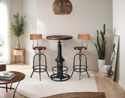 3-Piece Adjustable Height Bar Table Set with Backrest Stools