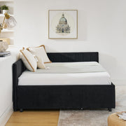 Full Daybed with Storage Drawers and Tufted Velvet Upholstery