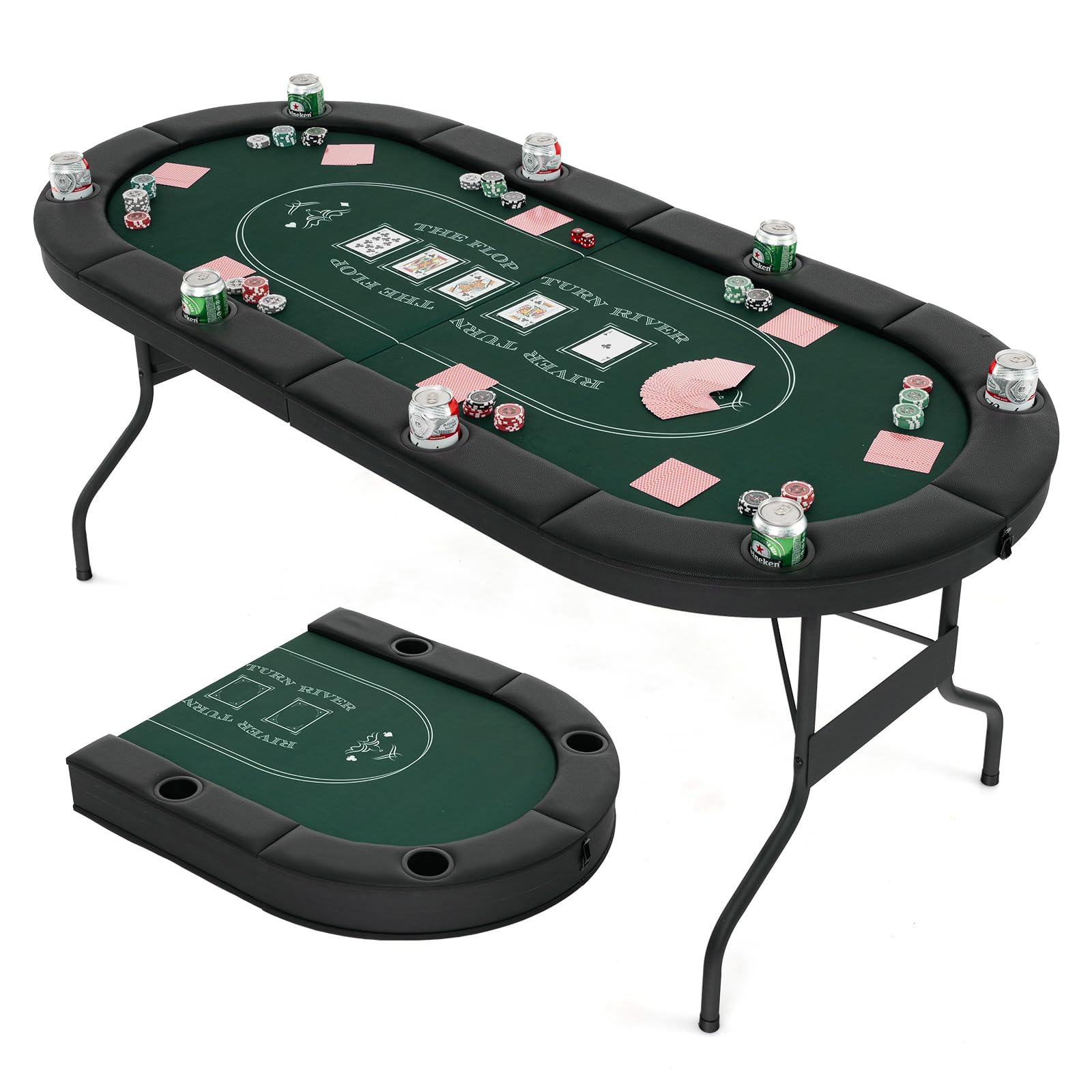 72" Foldable Poker Table for 8 Players