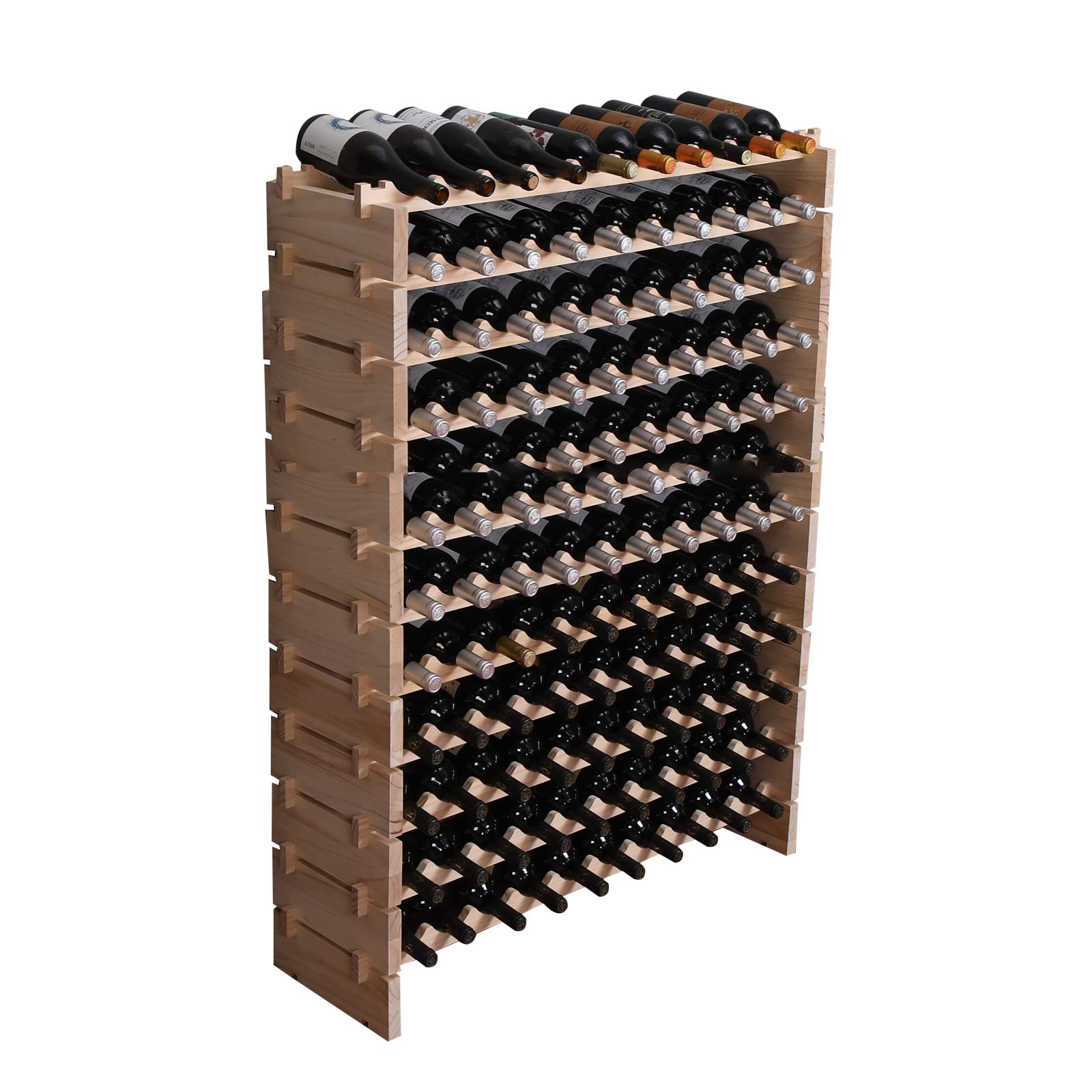 120-Bottle Pine Wood Wine Rack Freestanding Floor Storage