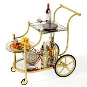 3-Tier Rolling Bar Serving Cart with Mirrored Shelves