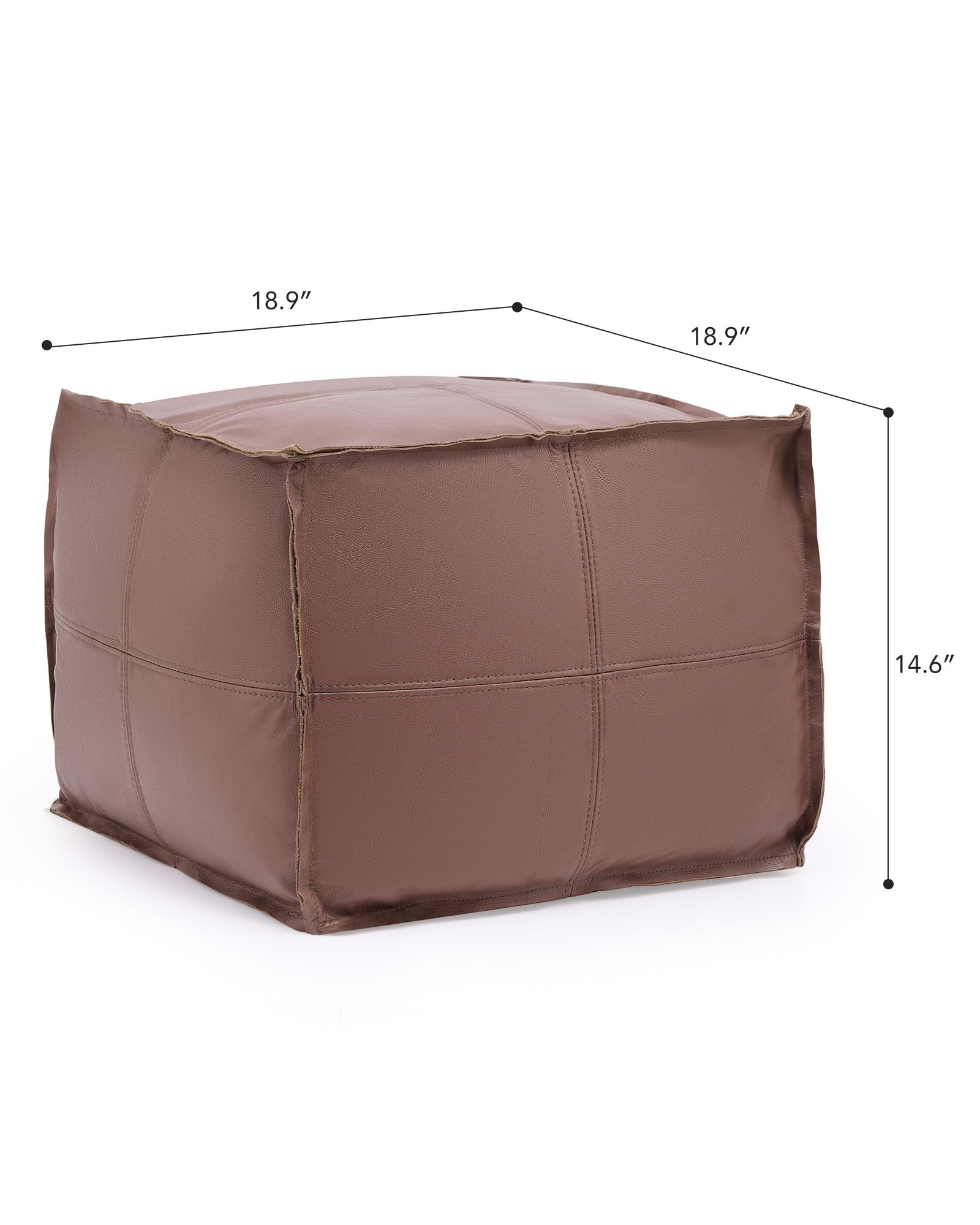 Genuine Leather Square Pouf Ottoman