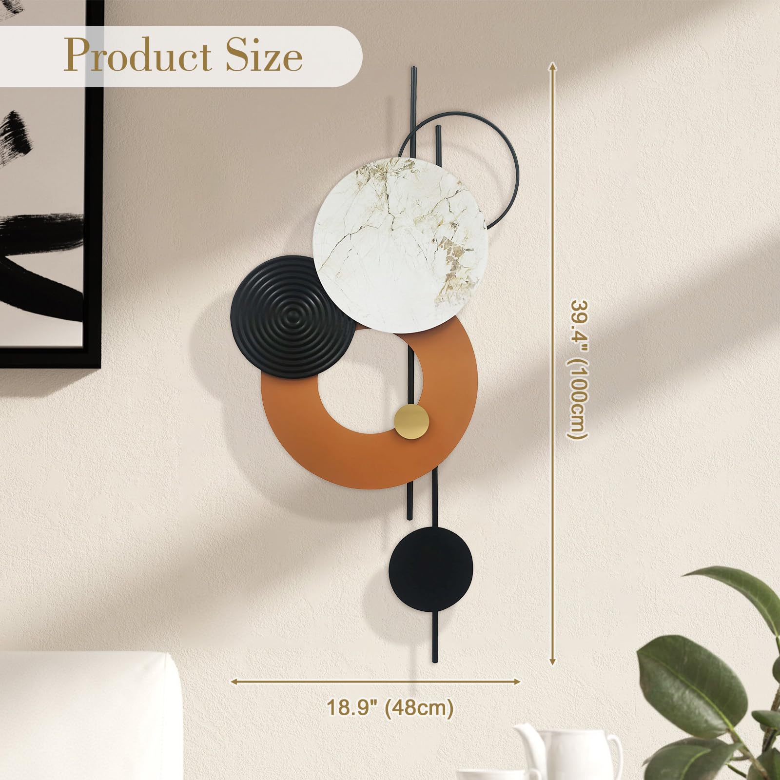 3D Large Metal Wall Art Round Modern Luxury Wall Sculpture