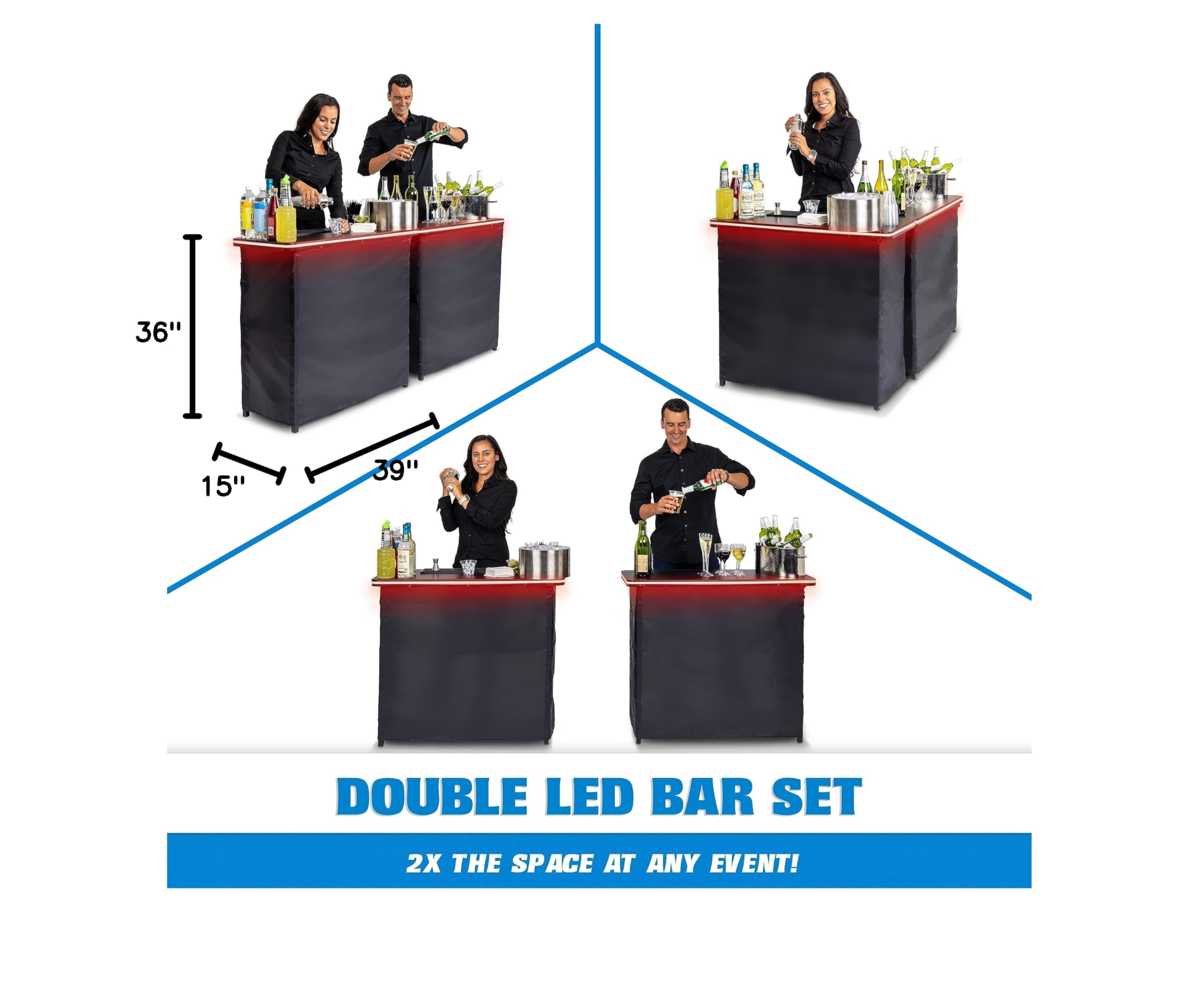 Double LED Bar Table Set with Multi-Color Lights